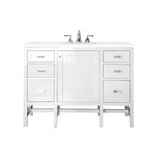 James Martin Vanities E444-V48-GW-3WZ - Addison 48'' Single Vanity Cabinet, Glossy White, w/ 3 CM White Zeus Quartz Top