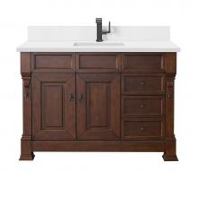 James Martin Vanities 147-114-5286-1WZ - Brookfield 48'' Single Vanity, Warm Cherry w/ Single Hole 3 CM White Zeus Quartz Top &am