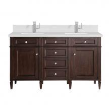 James Martin Vanities 650-V60D-BNM-1WZ - Brittany 60'' Double Vanity, Burnished Mahogany w/ Single Hole 3 CM White Zeus Quartz To