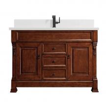 James Martin Vanities 147-114-5381-1WZ - Brookfield 60'' Single Vanity, Warm Cherry w/ Single Hole 3 CM White Zeus Quartz Top &am