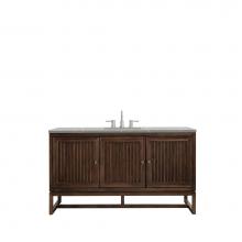 James Martin Vanities E645-V60S-MCA-3ESR - Athens 60'' Single Vanity Cabinet , Mid Century Acacia, w/ 3 CM Eternal Serena Top