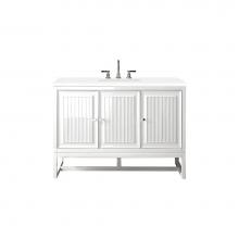 James Martin Vanities E645-V48-GW-3WZ - Athens 48'' Single Vanity Cabinet, Glossy White, w/ 3 CM White Zeus Quartz Top