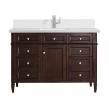 James Martin Vanities 650-V48-BNM-1WZ - Brittany 48'' Single Vanity, Burnished Mahogany w/ Single Hole 3 CM White Zeus Quartz To