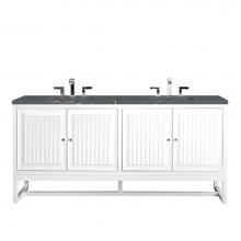 James Martin Vanities E645-V72-GW-3PBL - Athens 72'' Double Vanity, Glossy White w/ 3 CM Parisien Bleu Quartz Top