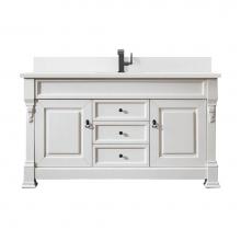 James Martin Vanities 147-V60S-BW-1WZ - Brookfield 60'' Single Vanity, Bright White w/ Single Hole 3 CM White Zeus Quartz Top &a