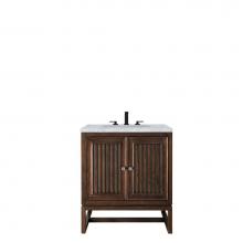 James Martin Vanities E645-V30-MCA-3CAR - Athens 30'' Single Vanity Cabinet, Mid Century Acacia, w/ 3 CM Carrara White Top