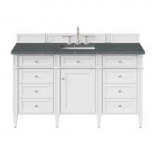 James Martin Vanities 655-V60S-BW-3PBL - Brittany 60'' Single Vanity, Bright White w/ 3 CM Parisien Bleu Quartz Top