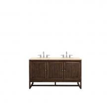 James Martin Vanities E645-V60D-MCA-3EMR - Athens 60'' Double Vanity Cabinet, Mid Century Acacia, w/ 3 CM Eternal Marfil Top