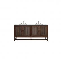 James Martin Vanities E645-V72-MCA-3ENC - Athens 72'' Double Vanity Cabinet, Mid Century Acacia, w/ 3 CM Ethereal Noctis Top