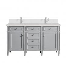 James Martin Vanities 650-V60D-UGR-1WZ - Brittany 60'' Double Vanity, Urban Gray w/ Single Hole 3 CM White Zeus Quartz Top &