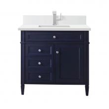 James Martin Vanities 650-V36-VBL-1WZ - Brittany 36'' Single Vanity, Victory Bleu w/ Single Hole 3 CM White Zeus Quartz Top &