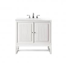 James Martin Vanities E645-V30-GW-3WZ - Athens 30'' Single Vanity Cabinet, Glossy White, w/ 3 CM White Zeus Quartz Top