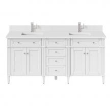 James Martin Vanities 655-V72-BW-1WZ - Brittany 72'' Double Vanity, Bright White Vanity w/ Single Hole 3 CM White Zeus Quartz T