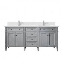 James Martin Vanities 650-V72-UGR-1WZ - Brittany 72'' Double Vanity, Urban Gray w/ Single Hole 3 CM White Zeus Quartz Top &