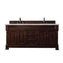 James Martin Vanities 147-114-5761-3VSL - Brookfield 72'' Double Vanity, Burnished Mahogany w/ 3 CM Victorian Silver Quartz Top