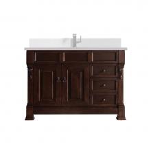 James Martin Vanities 147-114-5266-1WZ - Brookfield 48'' Single Vanity, Burnished Mahogany w/ Single Hole 3 CM White Zeus Quartz