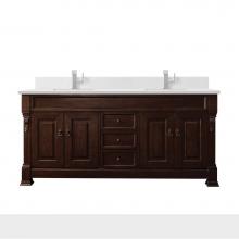 James Martin Vanities 147-114-5761-1WZ - Brookfield 72'' Double Vanity, Burnished Mahogany w/ Single Hole 3 CM White Zeus Quartz