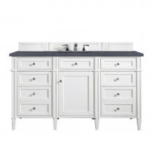 James Martin Vanities 655-V60S-BW-3CSP - Brittany 60'' Single Vanity, Bright White w/ 3 CM Charcoal Soapstone Quartz Top