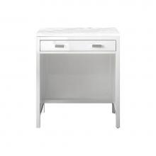 James Martin Vanities E444-CU30-GW-3AF - Addison 30'' Free-standing Countertop Unit (Makeup Counter), Glossy White w/ 3 CM Arctic