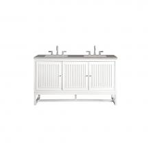 James Martin Vanities E645-V60D-GW-3GEX - Athens 60'' Double Vanity Cabinet, Glossy White, w/ 3 CM Grey Expo Quartz Top