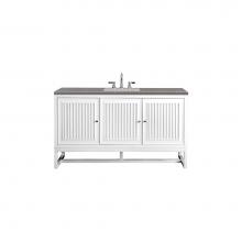 James Martin Vanities E645-V60S-GW-3GEX - Athens 60'' Single Vanity Cabinet , Glossy White, w/ 3 CM Grey Expo Quartz Top