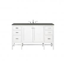 James Martin Vanities E444-V60S-GW-3GEX - Addison 60'' Single Vanity Cabinet , Glossy White, w/ 3 CM Grey Expo Quartz Top