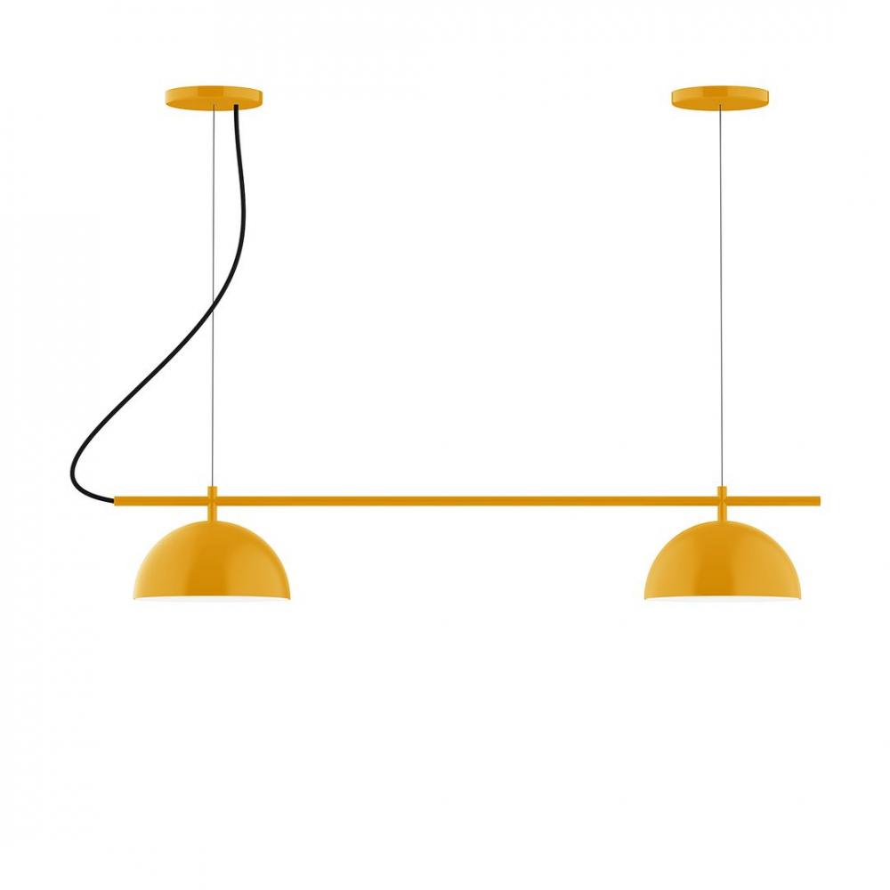 2-Light Linear Axis LED Chandelier, Architectural Bronze