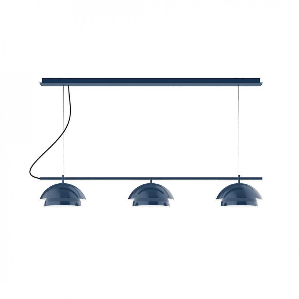 2-Light Linear Axis LED Chandelier, Light Blue