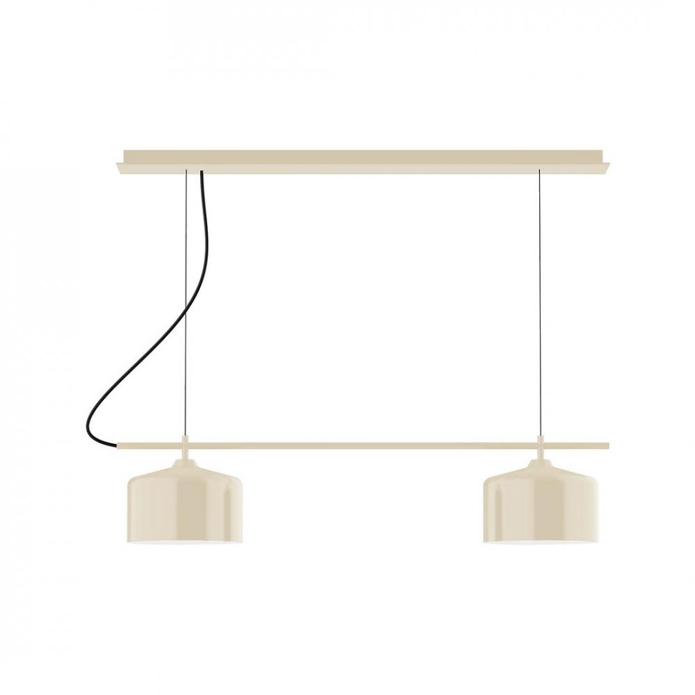 3-Light Linear Axis LED Chandelier, Cream