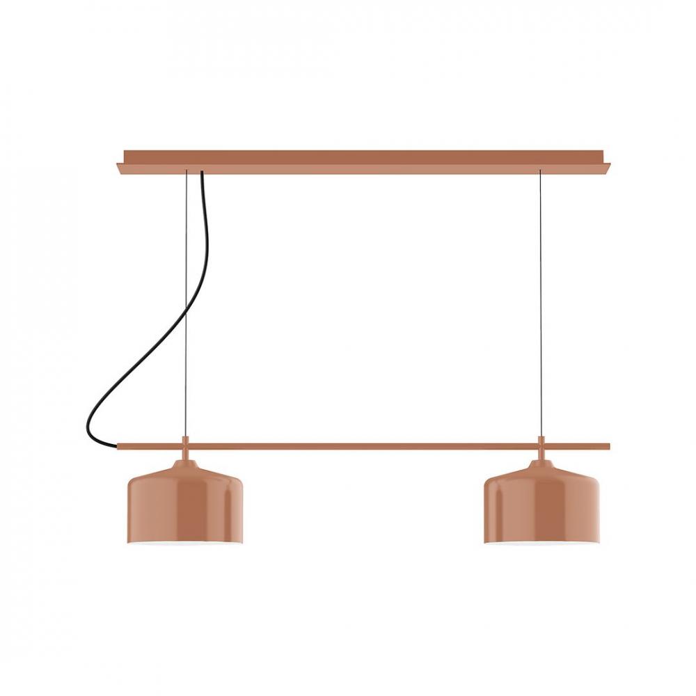 3-Light Linear Axis LED Chandelier with White SJT Cord, Terracotta