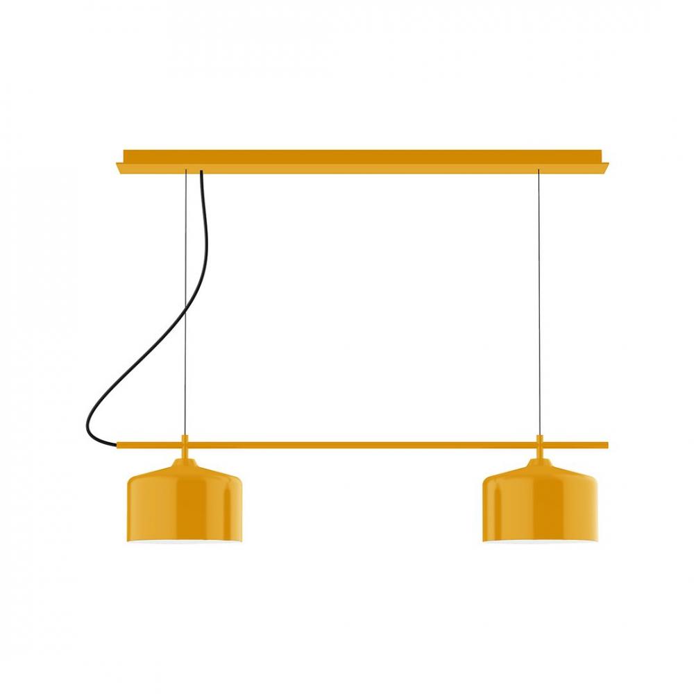 3-Light Linear Axis LED Chandelier, Bright Yellow