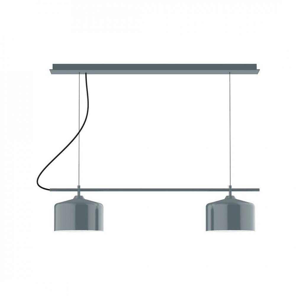 3-Light Linear Axis LED Chandelier, Slate Gray