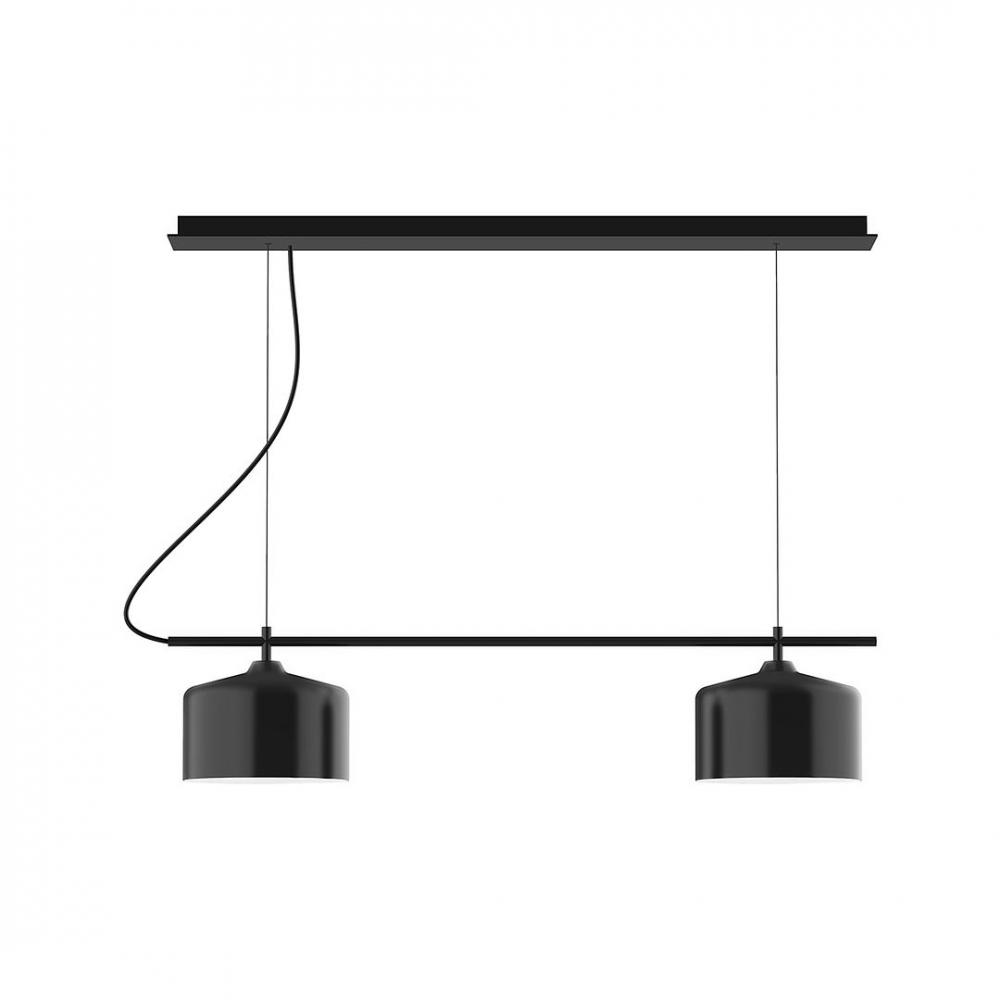 3-Light Linear Axis LED Chandelier, Black