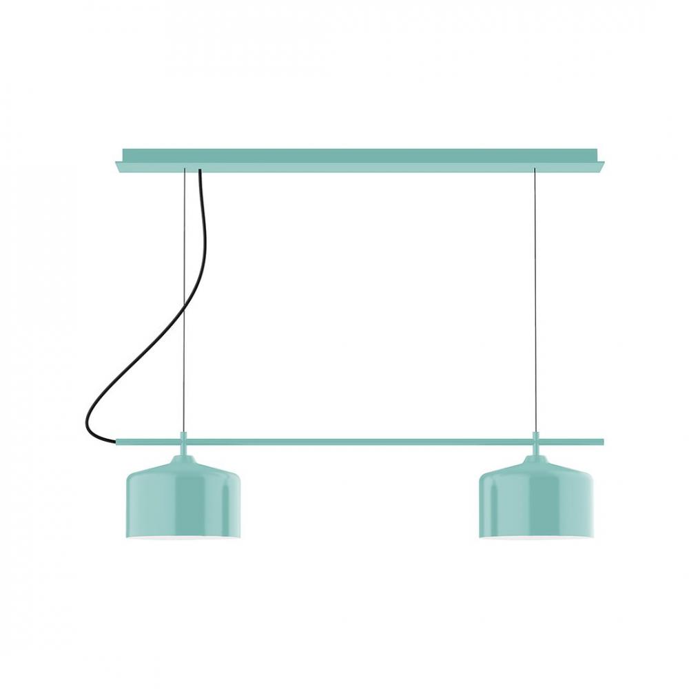 3-Light Linear Axis LED Chandelier, Sea Green