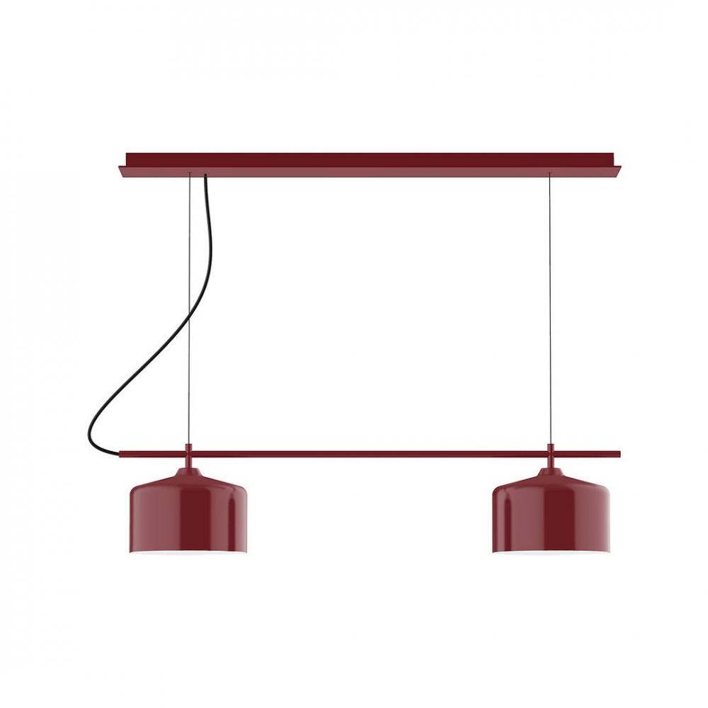 3-Light Linear Axis LED Chandelier with White SJT Cord, Barn Red