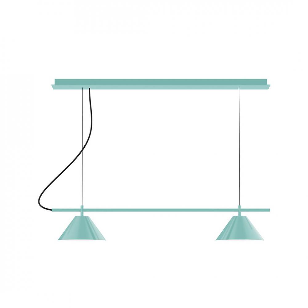 2-Light Linear Axis LED Chandelier, Sea Green