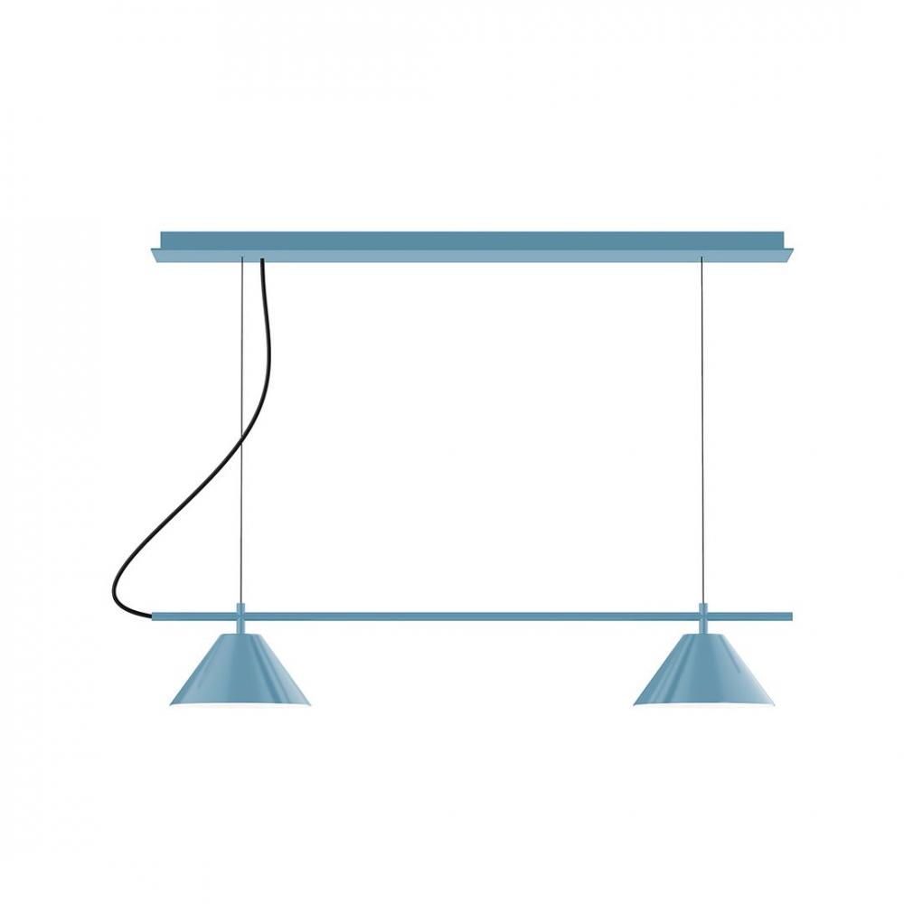 2-Light Linear Axis LED Chandelier, Light Blue