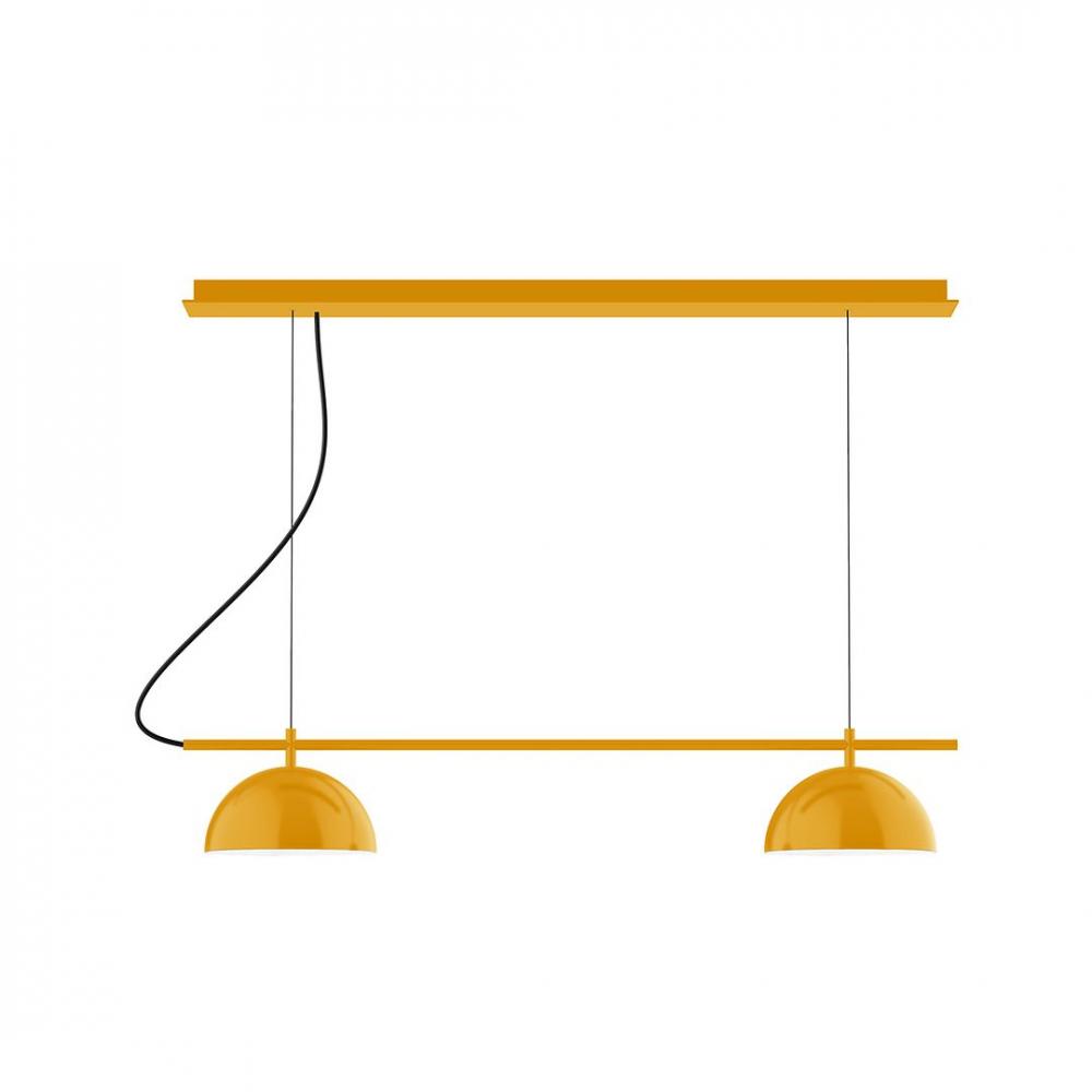 3-Light Linear Axis LED Chandelier with White SJT Cord, Bright Yellow