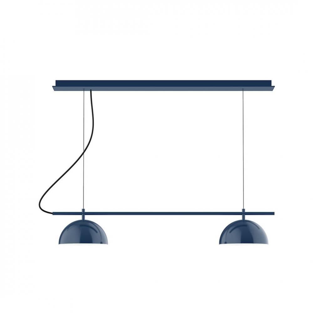 3-Light Linear Axis LED Chandelier, Navy