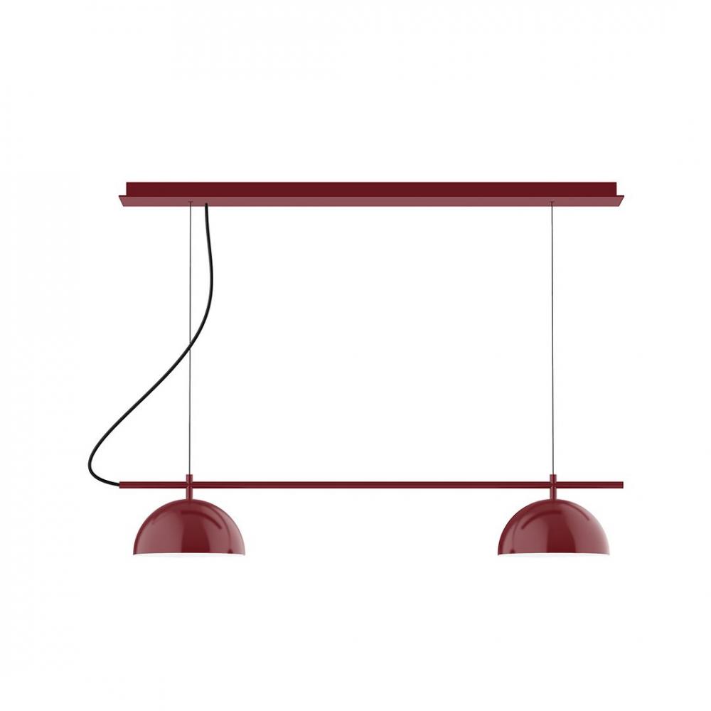 3-Light Linear Axis LED Chandelier, Barn Red