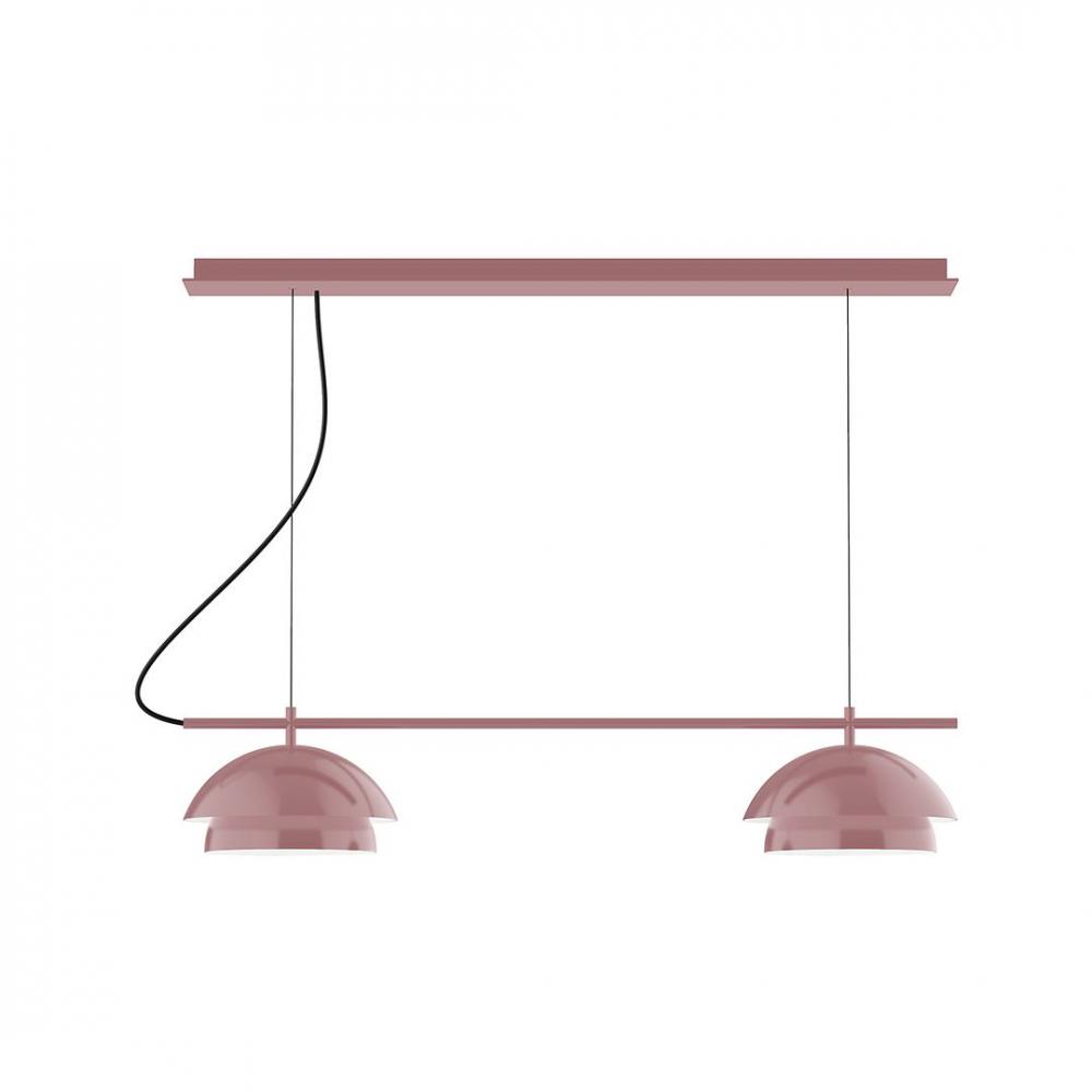 2-Light Linear Axis LED Chandelier, Mauve