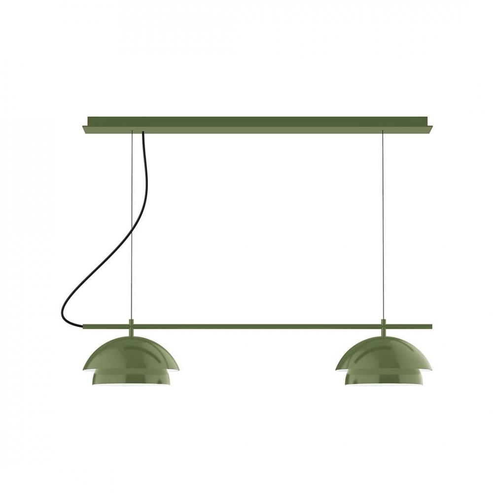 2-Light Linear Axis LED Chandelier, Fern Green