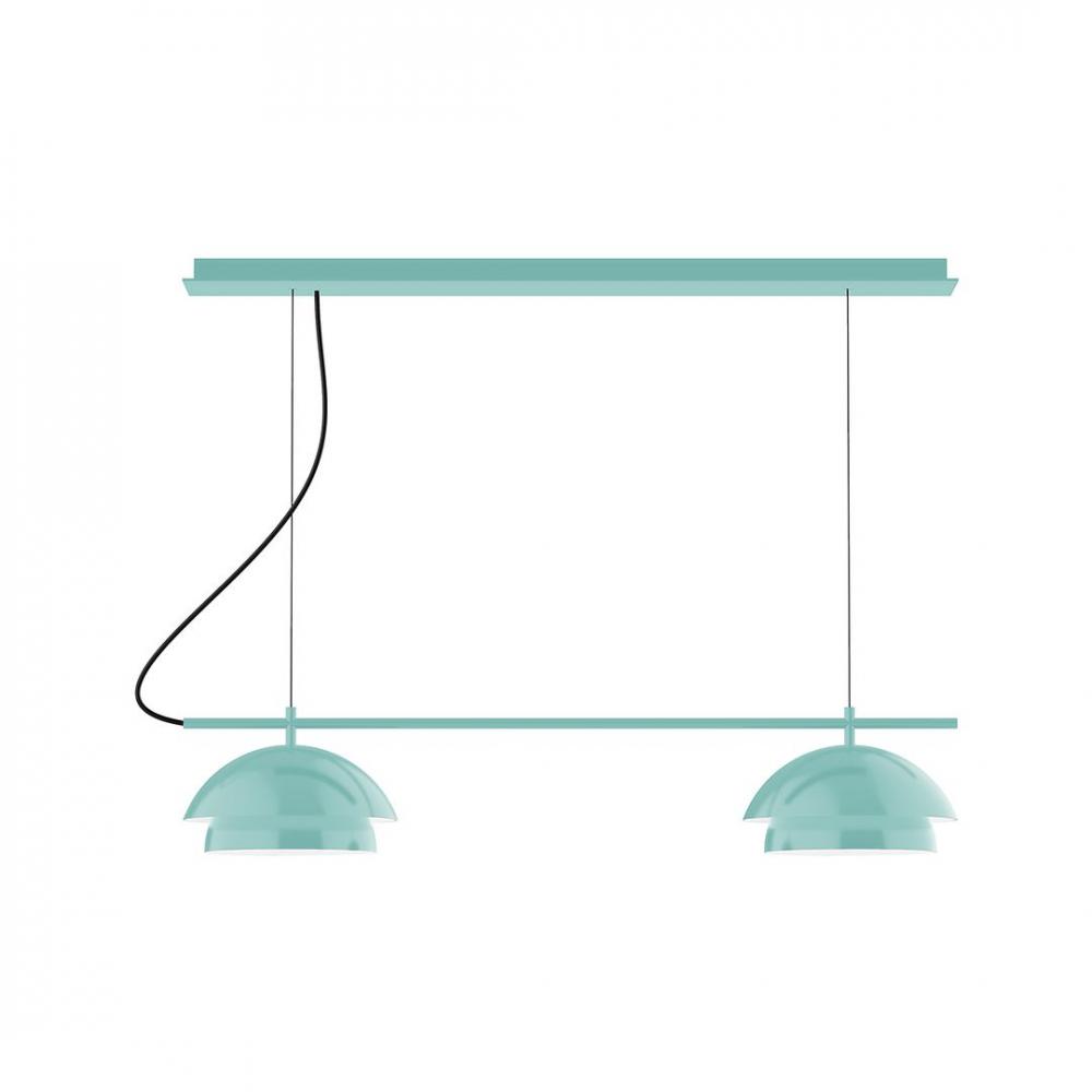 2-Light Linear Axis LED Chandelier, Sea Green