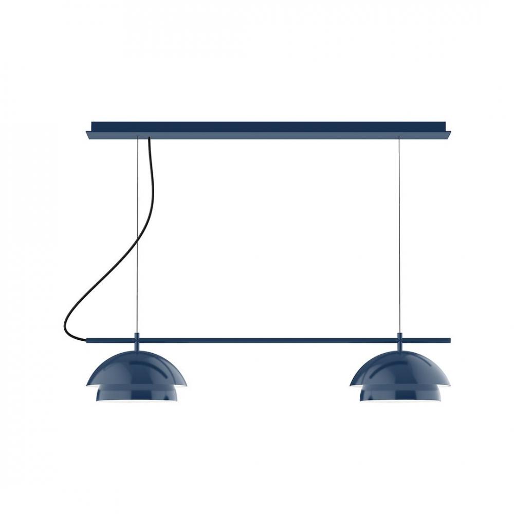 2-Light Linear Axis LED Chandelier, Navy