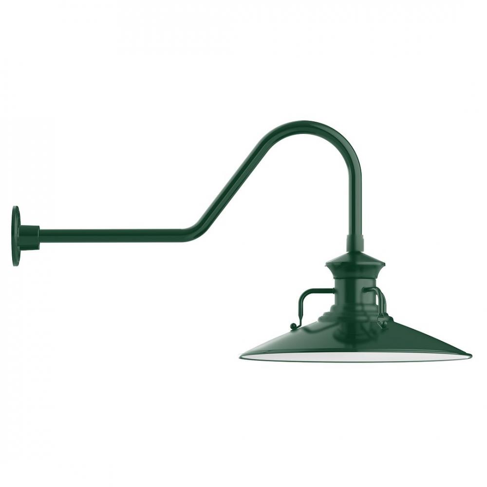 18&#34; Homestead shade, LED Gooseneck Wall Mount, Forest Green