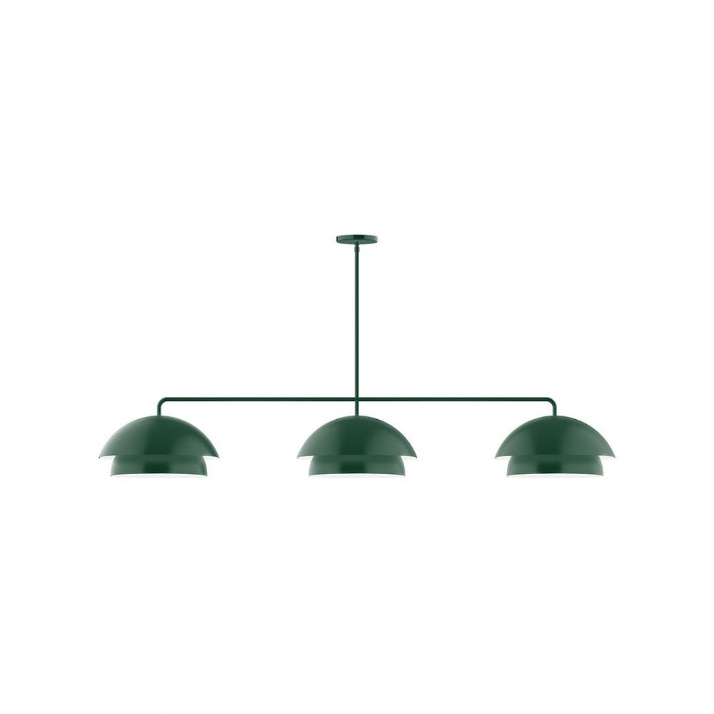 3-Light Axis LED Linear Pendant, Forest Green