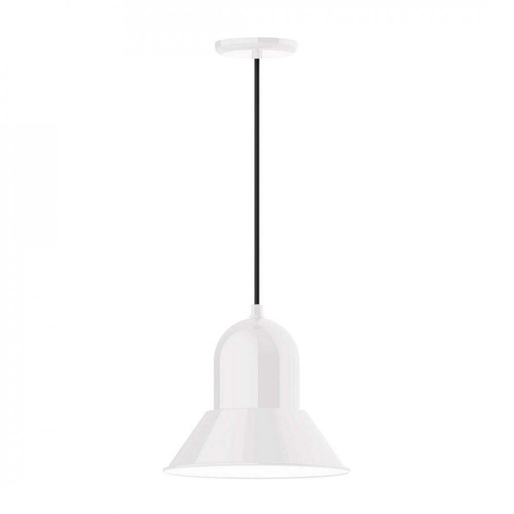 12&#34; Prima shade, LED Pendant with white cord and canopy, White