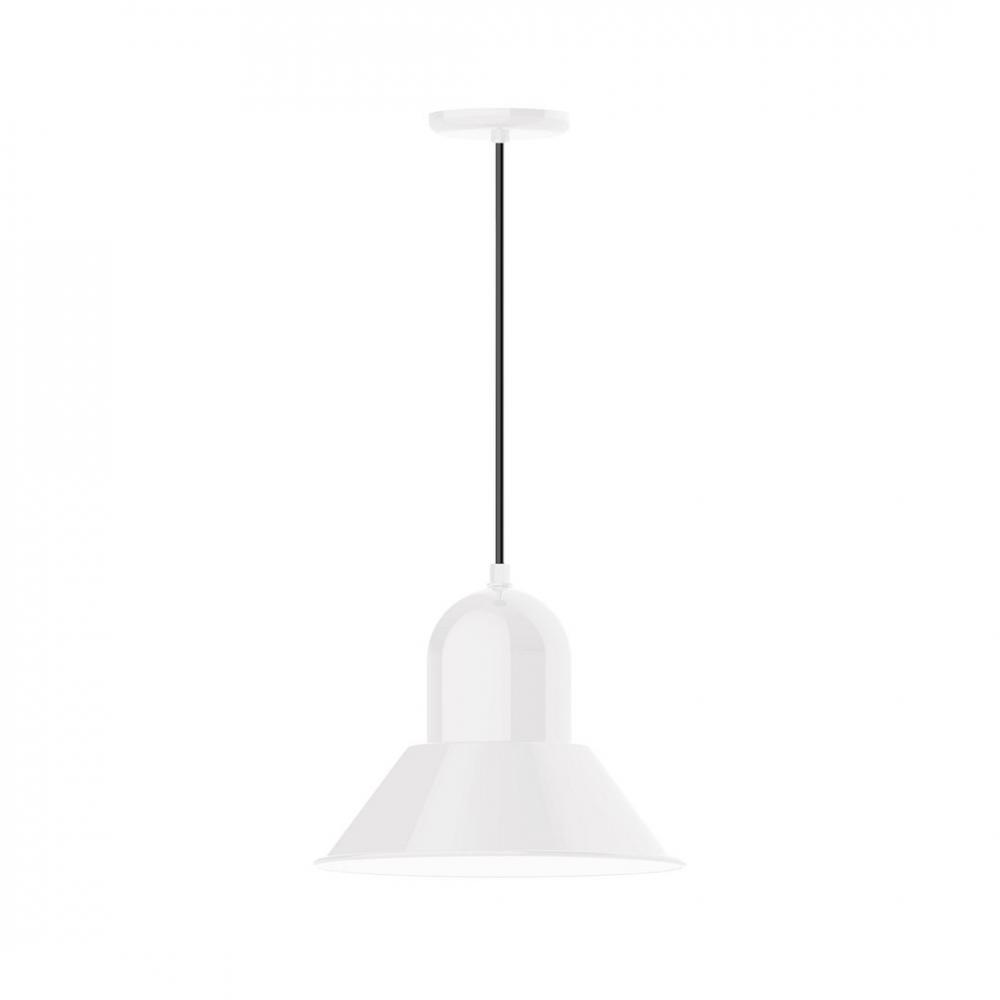 14" Prima shade, LED Pendant with white solid fabric cord and canopy, White