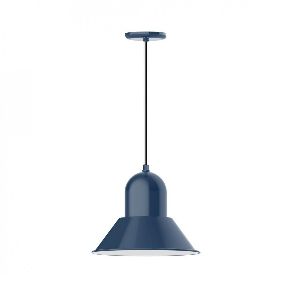 14&#34; Prima shade, LED Pendant with gray solid fabric cord and canopy, Navy