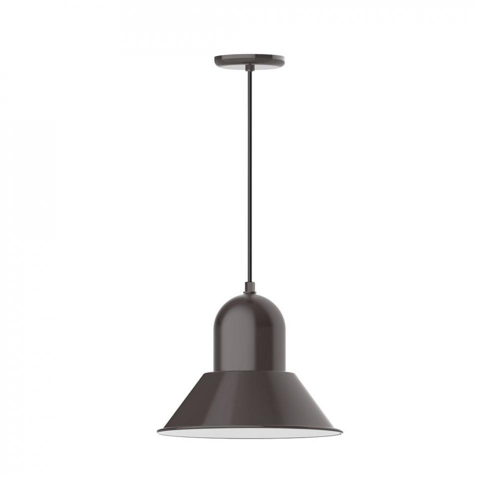 14&#34; Prima shade, LED Pendant with gray solid fabric cord and canopy, Architectural Bronze